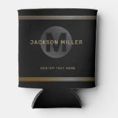 Zwart en goud modern, eenvoudig gepersonaliseerd m blikjeskoeler (Voorkant)