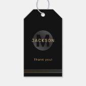 Zwart en goud modern, eenvoudig gepersonaliseerd m cadeaulabel (Voorkant)