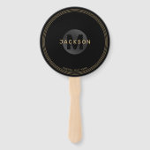 Zwart en goud modern, eenvoudig gepersonaliseerd m handwaaier (Achterkant)