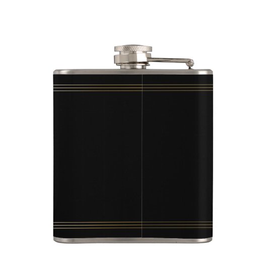 Zwart en goud modern, eenvoudig gepersonaliseerd m heupfles (Achterkant)