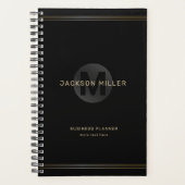 Zwart en goud modern, eenvoudig gepersonaliseerd m planner (Voorkant)