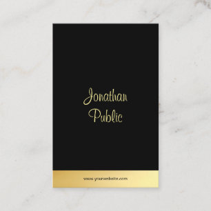 Zwart en Goud Modern Elegant Hand Script Sjabloon Visitekaartje