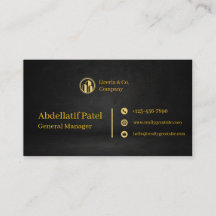 zwart en goud modern manager visitekaartje