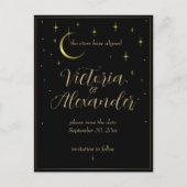 Zwart en Goud Modern Minimal Celestial Save Date Briefkaart (Voorkant)