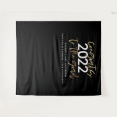 Zwart en goud modern script stijlvolle afstuderen wandkleed (Voorkant (horizontaal))