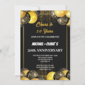 Zwart en goud moderne 50ste verjaardagsuitnodiging kaart (Voorkant)