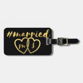 Zwart en goud moderne married bagage labels (Voorkant horizontaal)