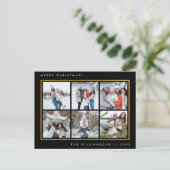 Zwart en goud | Moderne prettige kerst 6 Foto's Briefkaart (Staand voorkant)