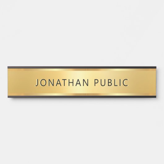 Zwart En Goud Moderne Template Met Elegante Stijl Deurbordje (Voorkant)