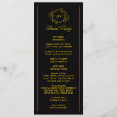 Zwart en goud Monogram dubbele zijprogrammakaart Programma (Achterkant)