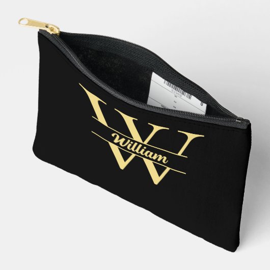 Zwart en goud monogram | Elegant Initiaal script Etui (Open)