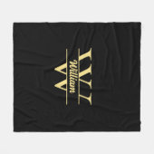Zwart en goud monogram | Elegant Initiaal script Fleece Deken (Voorkant (Horizontaal))