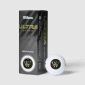 Zwart en goud monogram | Elegant Initiaal script Golfballen (Verpakking)