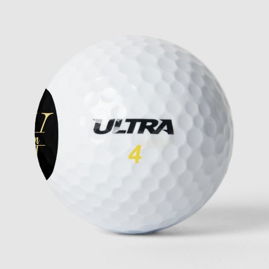 Zwart en goud monogram | Elegant Initiaal script Golfballen (Logo)