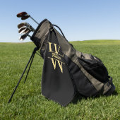 Zwart en goud monogram | Elegant Initiaal script Golfhanddoek (Groen)