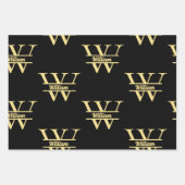 Zwart en goud monogram | Elegant Initiaal script Inpakpapier Vel (Voorkant 2)