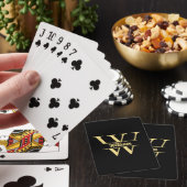 Zwart en goud monogram | Elegant Initiaal script Pokerkaarten (Insitu)