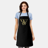 Zwart en goud monogram | Elegant Initiaal script Schort (Gedragen)