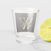 Zwart en goud monogram | Elegant Initiaal script Shot Glas (Achterkant)