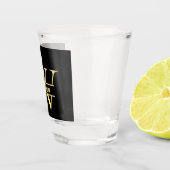 Zwart en goud monogram | Elegant Initiaal script Shot Glas (Rechts)