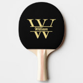 Zwart en goud monogram | Elegant Initiaal script Tafeltennisbatje (Achterkant)