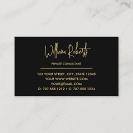 Zwart en goud monogram | Elegant Initiaal script Visitekaartje