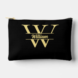Zwart en Goud Monogram | Elegante Initiaal Script  Etui