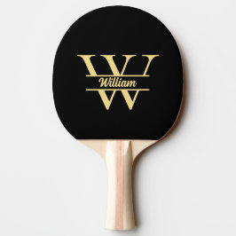 Zwart en Goud Monogram | Elegante Initiaal Script  Tafeltennisbatje