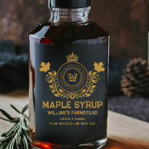  zwart en goud Monogram Esdoornsiroop Label