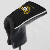 Zwart en Goud Monogram Logo Crest Golfheadcover (3/4 voorkant)