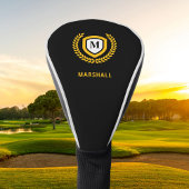 Zwart en Goud Monogram Logo Crest Golfheadcover