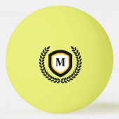 Zwart en Goud Monogram Logo Crest Pingpongballen (Voorkant)
