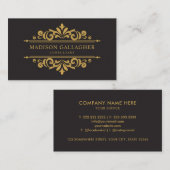 zwart en goud monogram professioneel visitekaartje (Voorkant / Achterkant)