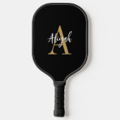 Zwart en Goud Monogram Script Naam Custom Pickleball Paddle (Achterkant)