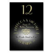 Zwart en Goud Monogram Tafelnummer (Voorkant)