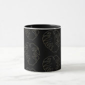 Zwart en Goud Monstera Blad Patroon Koffie Mok (Midden)