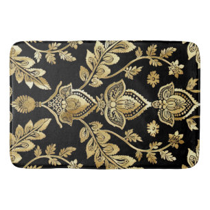 Zwart en goud motief badmat