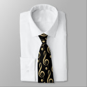 Zwart en Goud Musical Treble Clef Stropdas (Gebonden)
