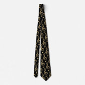 Zwart en Goud Musical Treble Clef Stropdas (Achterkant)