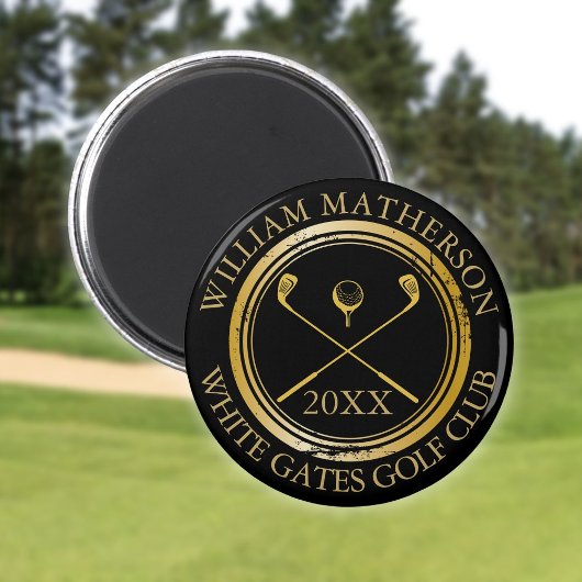 Zwart en Goud Naam en Club Naam Datum Magneet