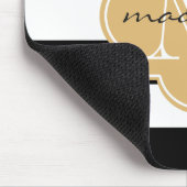 Zwart en Goud Nautische Strepen Custom Monogram Muismat (Hoek)