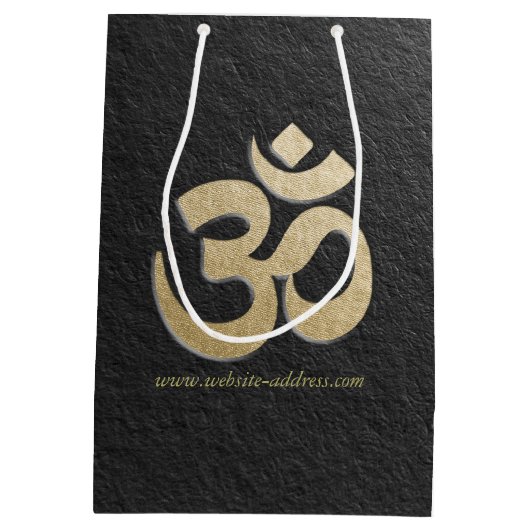 Zwart en goud OM-symbool YOGA-Meditatie-instructie Medium Cadeauzakje (Achterkant)