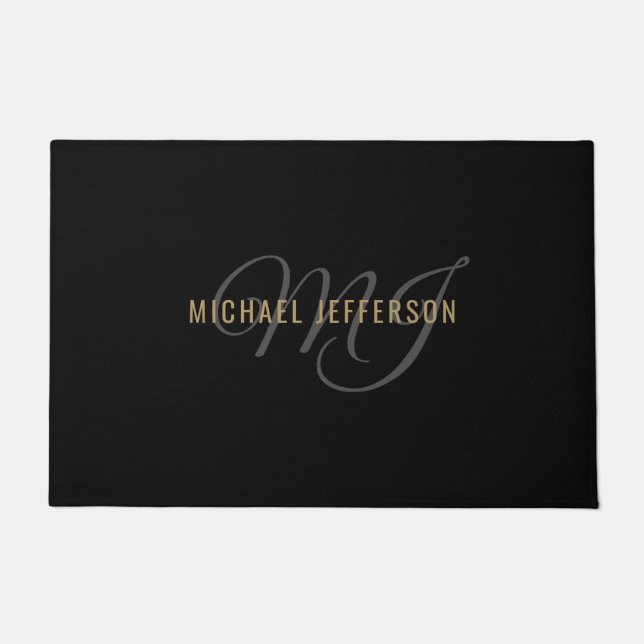 Zwart en goud - op maat deurmat (Voorkant)