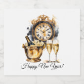 Zwart en Goud Oud en Nieuw Sparkling Wijnetiket (Enkel label)