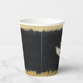 Zwart en goud | Pampas Grass en Thistle Papieren Bekers (Rechts)