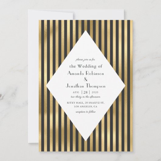 Zwart en Goud Parijs Art Deco Bruiloft Kaart (Voorkant)