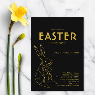 Zwart en goud Pasen Brunch Egg Hunt Kaart