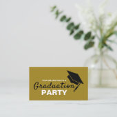 Zwart en goud Pet, Graduation Party Ticket Invite Informatiekaartje (Staand voorkant)