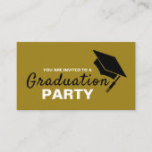 Zwart en goud Pet, Graduation Party Ticket Invite Informatiekaartje (Voorkant)
