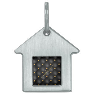 Zwart en Goud Pet ID Tag met aangepaste naam Huisdieren Naamplaatje